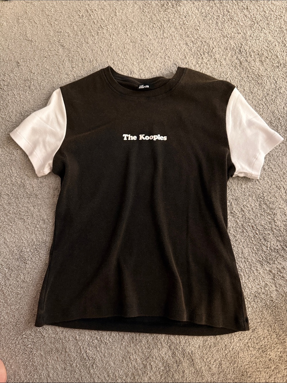The Kooples Size S Brown and White Tee with White Short Sleeves